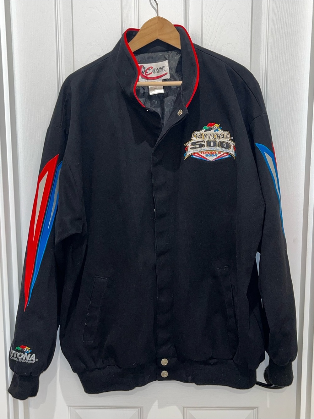Chase Authentics Black 2004 Daytona 500 Jacket with Red & Blue Accents